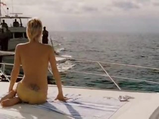 Hot Blonde Ashley Scott Sunbathing Topless On Yacht